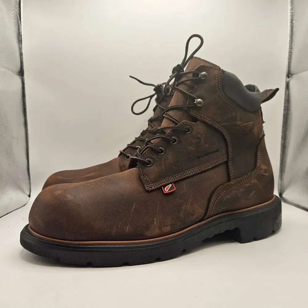 RED WING MEN'S 11 EE WIDE 415 DYNAFORCE 6 IN WP SOFT TOE WORK BOOTS BROWN NWOB